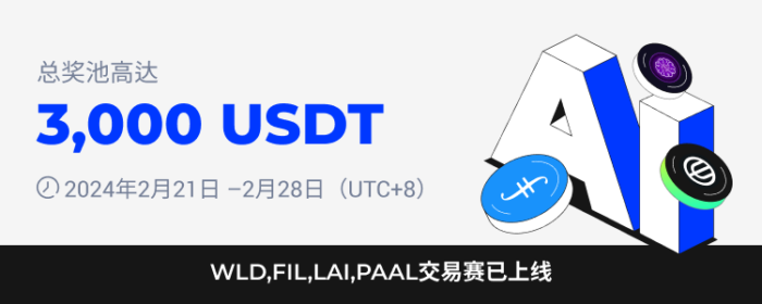 图片[1] - 火必：火币HTX将于2024年2月21日上线WLD，FIL，LAI，PAAL交易赛， 交易瓜分3,000 USDT